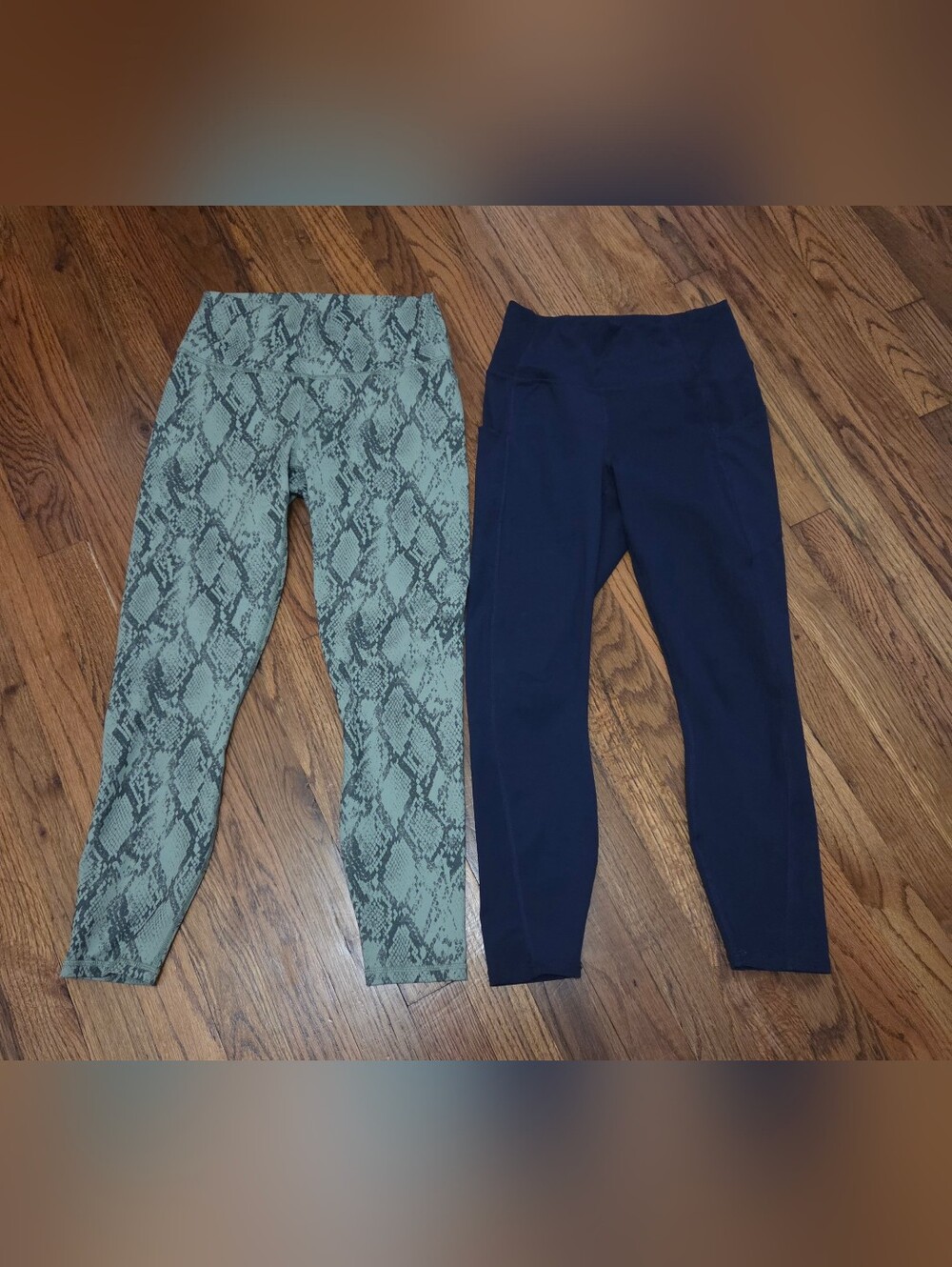 Fabletics Snake Print Leggings + Solid Navy Leggings Size XS* READ*